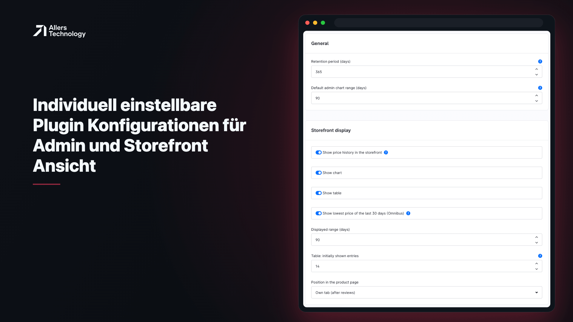 Individuell einstellbare Plugin-Konfigurationen für Admin- und Storefront-Ansicht